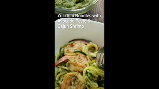 Zucchini Noodles with Avocado Pesto &amp; Cajun Shrimp