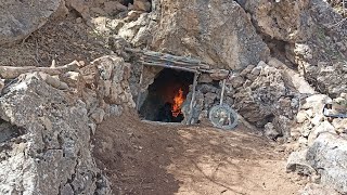 Construction of a shelter in the mountains