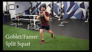 goblet or farmer split squat
