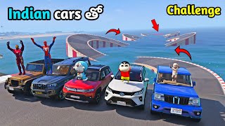 gta 5 curved water ramp challenge Indian cars telugu | gta 5 water ramp challenge