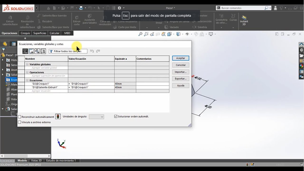 Formulas Solidworks ¿Qué son las ecuaciones en solidworks? - YouTube