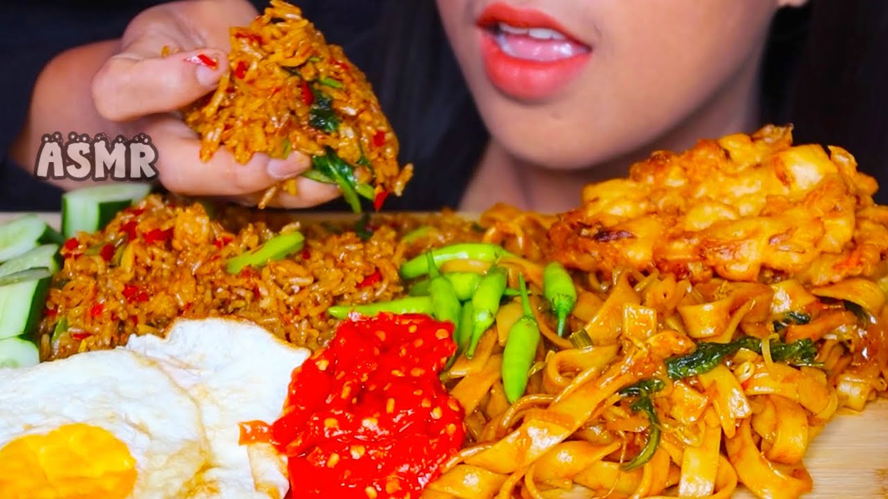 ASMR NASI GORENG KWETIAU GORENG ||MUKBANG ASMR VIDEO NO TALKING ||ASMR #asmrsounds #asmrvideo ￼