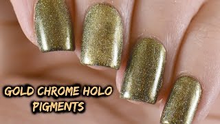 Gold Chrome Holo Pigments Using Regular Polish(Hologlamdecals)