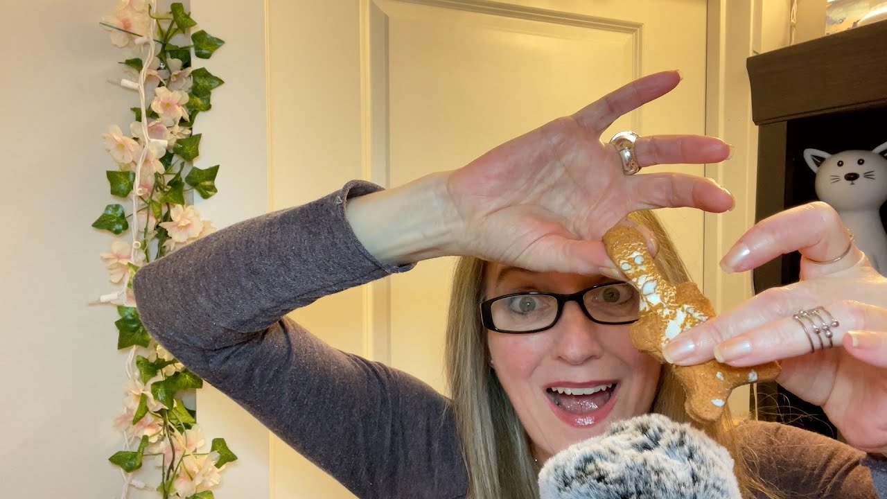 Whispered ASMR Eating Gingerbread Peeps | Christmas Stocking Haul