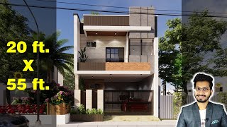 20x55 House Design 3D | 120 Gaj | 1100 sqft | 20*55 house design | 6X16 Meter || DV Studio