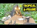TROPICAL TINY A-FRAME CABIN BUILT DIRECTLY OVER A RIVER! (Full Tour)