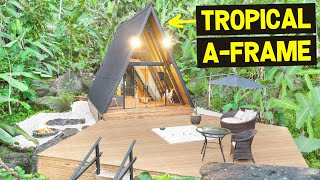 TROPICAL TINY A-FRAME CABIN BUILT DIRECTLY OVER A RIVER! (Full Tour)