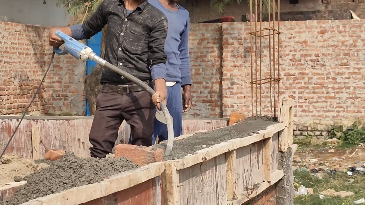 Electric Concrete Vibrator | even bubble-free Concrete Compaction |  Tie Beam Construction | Beams