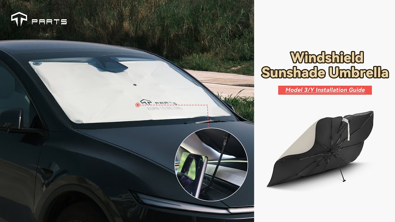 Model 3/Y Installation Guide - Windshield Sunshade Umbrella