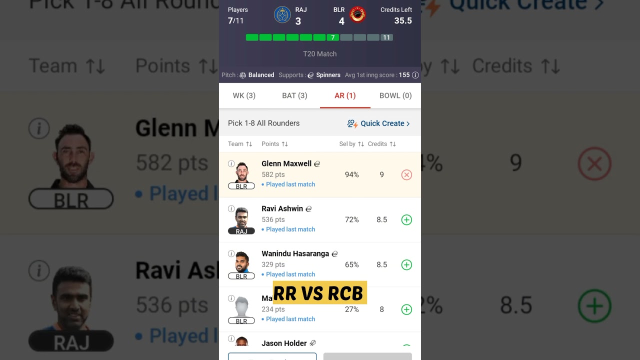 RR VS RCB Dream11 Team || RR VS RCB Dream11 Prediction || Today IPL Match || 