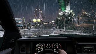 Driving In The City On A Lonely Rainy Night - FULL 8 HOURS 4K NO LOOPS | GTAV ASMR