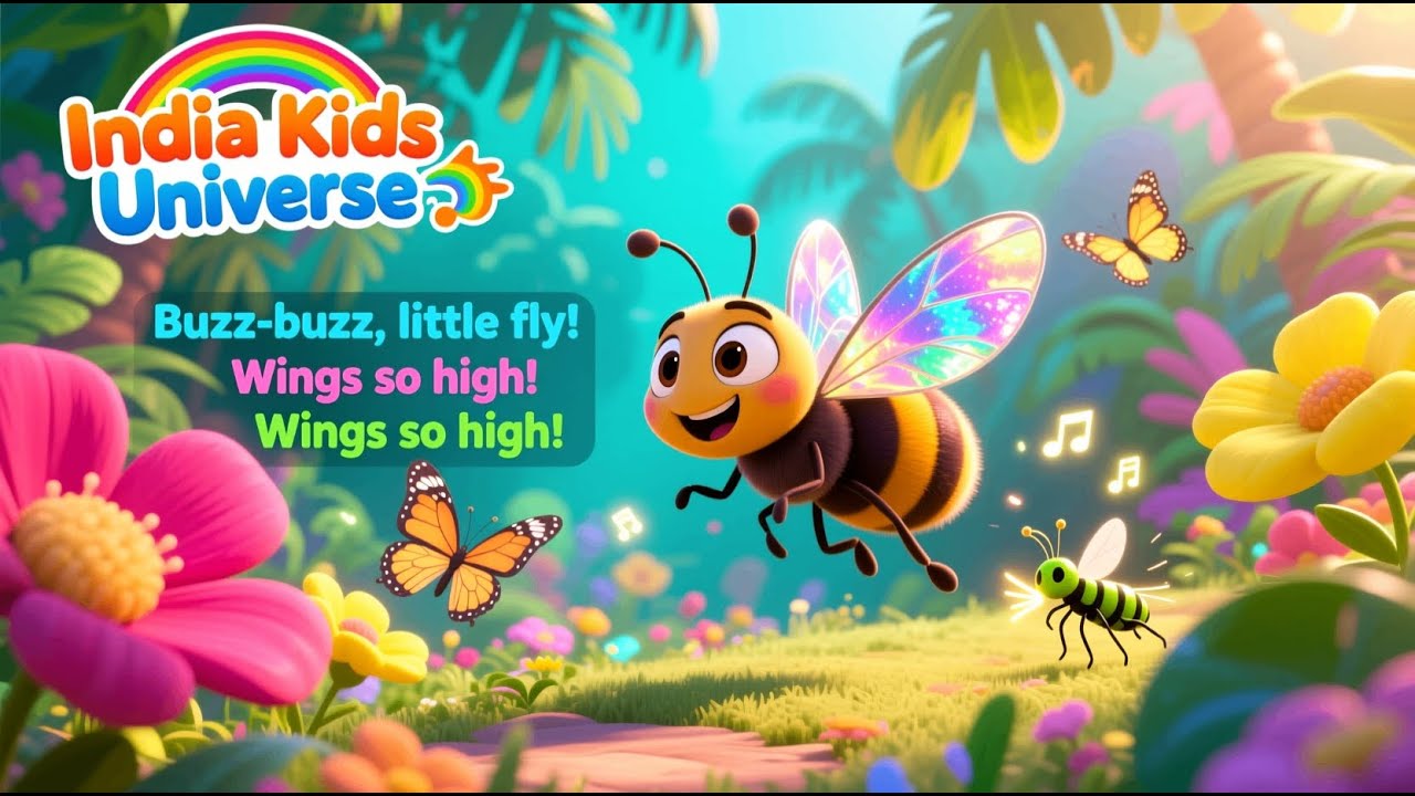 Fly Bug Song for Kids | Buzzing Fly Song | Fun Insect Learning | 🌈 India Kids Universe