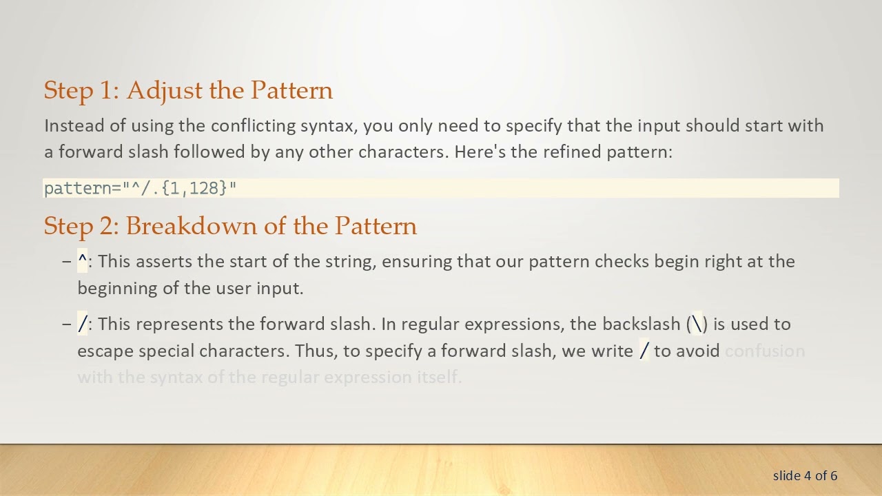 How to Ensure a Forward Slash is the First Character in HTML5 Input Patterns