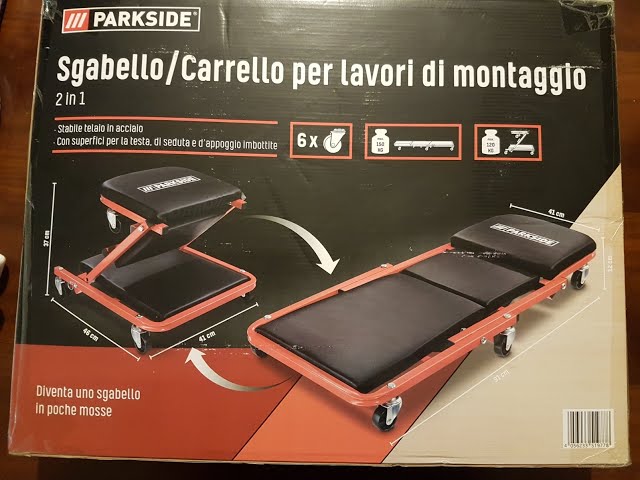 Parkside - Carrello e sgabello 2 in 1 da meccanico - Creeper and stool 2 in  1 mechanic - Lidl - YouTube