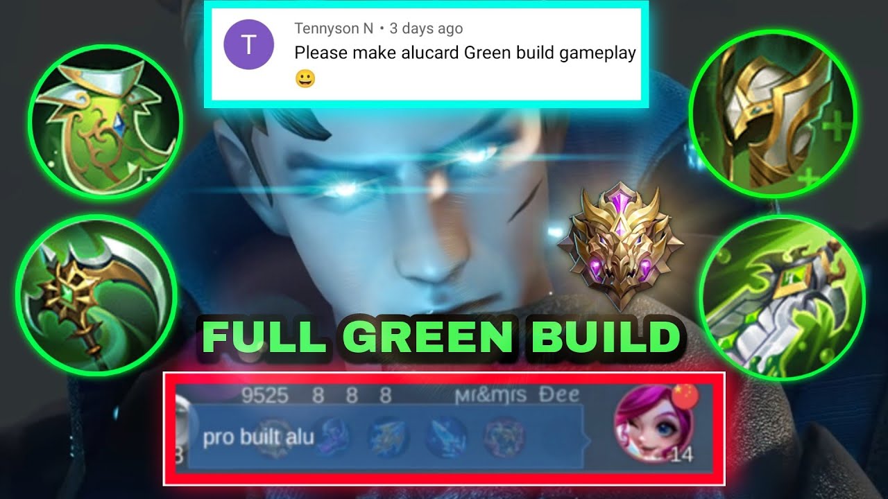 ALUCARD FULL GREEN BUILD ON MYTHIC RANK | SUBSCRIBER CHALLENGE | MLBB