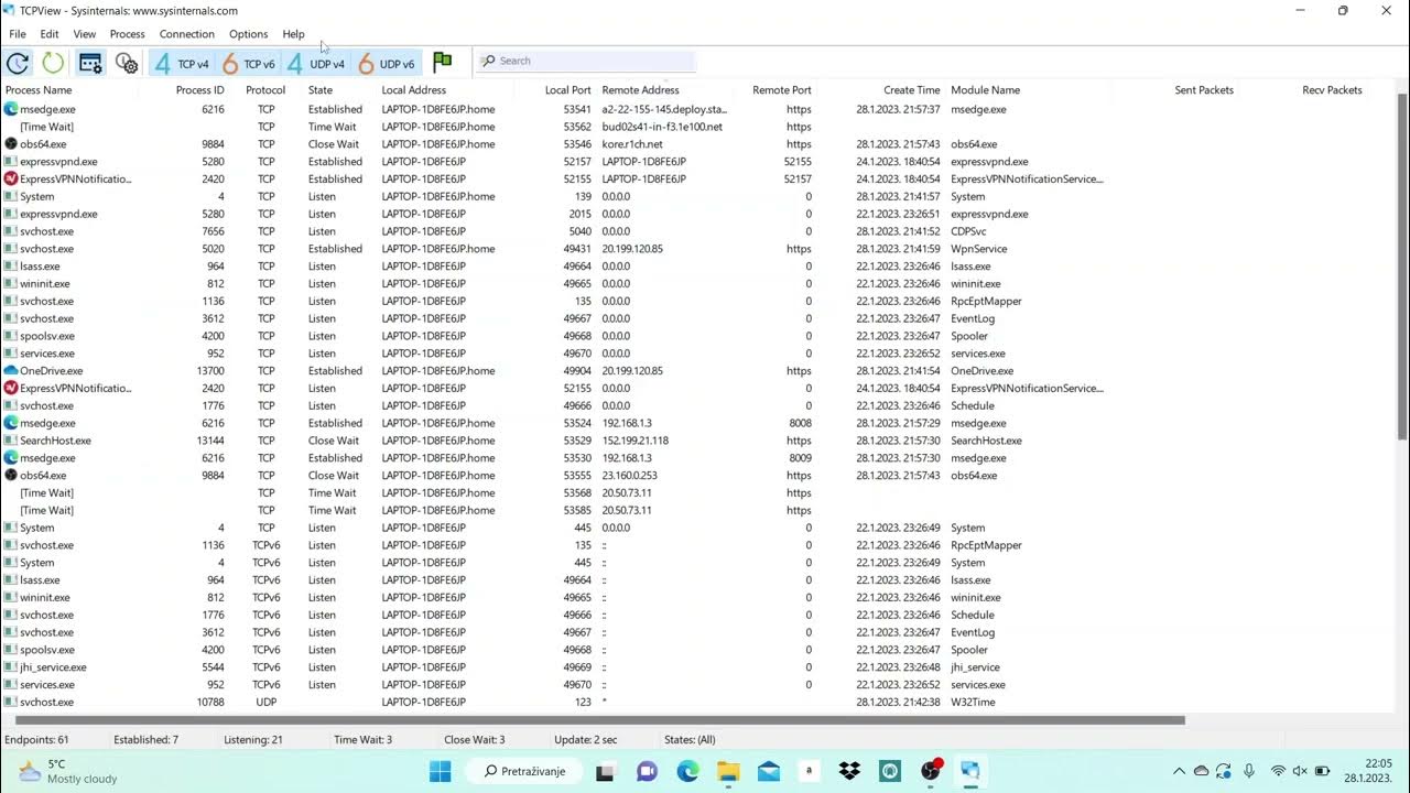 Monitor network connections using TCPView(Windows) YouTube