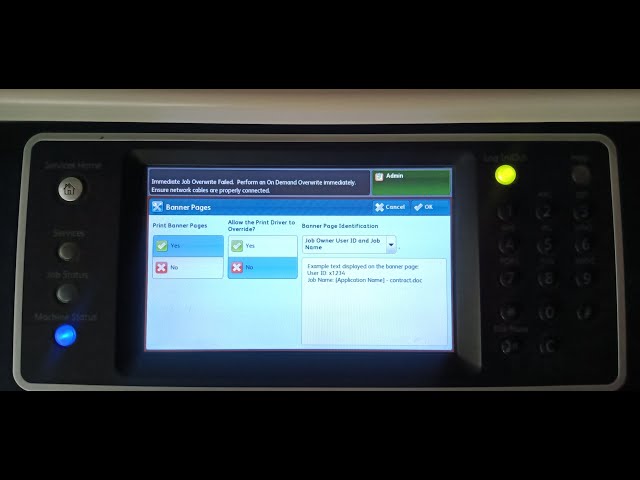 banner sheet print out problem xerox 5855/5865/5875/5890
