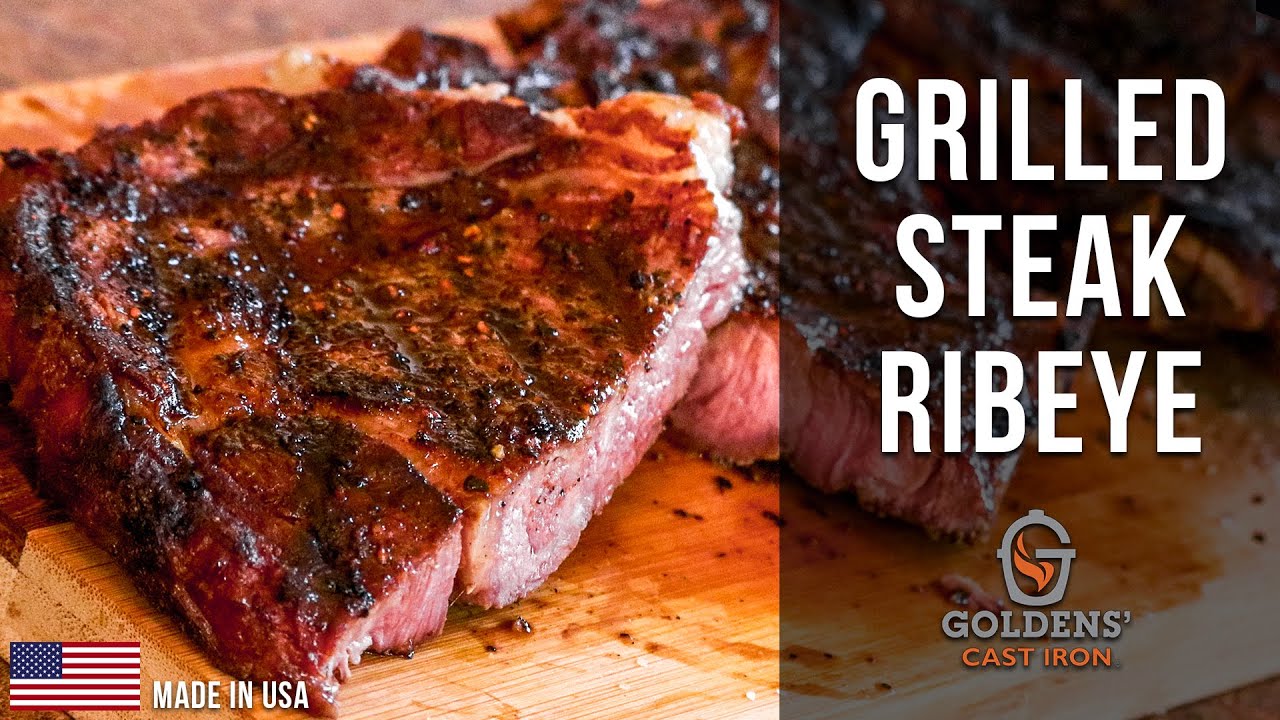 Grilled Steak Ribeye Recipe on a Goldens' Cast Iron Kamado Grill! YouTube