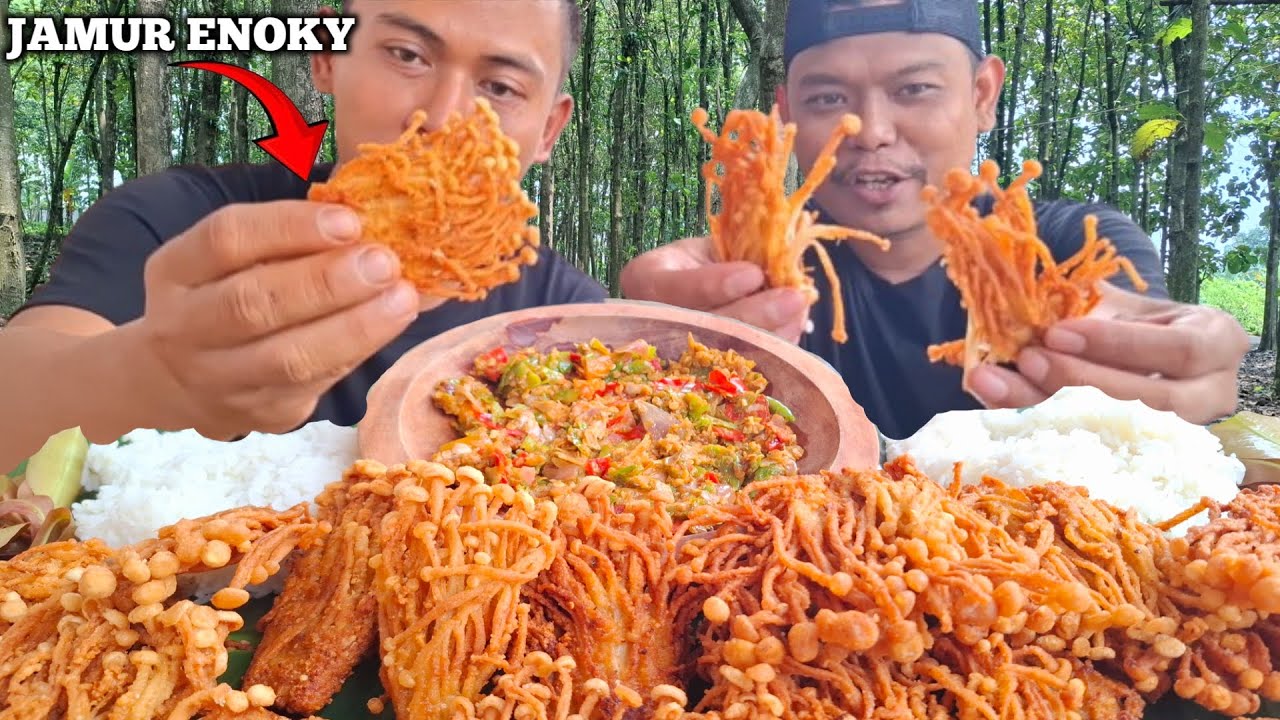 MUKBANG JAMUR ENOKI CRISPY + SAMBEL KECOMBERANG
