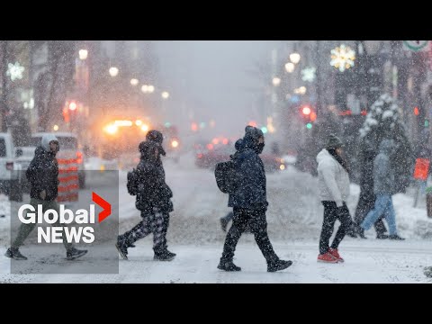 Messy winter snow storm, rain knocks out power and closes schools across quebec