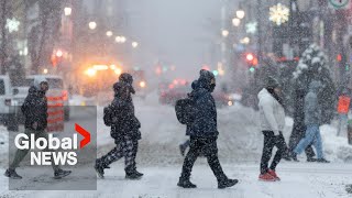 Messy winter snow storm, rain knocks out power and closes schools across Quebec