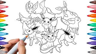 Eeveelutions Coloring Eevee Vaporeon Jolteon More