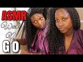 RELAXING ASMR Natural Hair Wash N Go using MOUSSE+, Gel| Beach waves, no talking, Half up Half Down