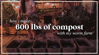 How I Make 600 Pounds of Compost with my Worm Farm (from garden scraps)