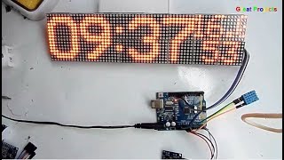 MAX7219  DHT11  DS1307  16x64 matrix clock Arduino