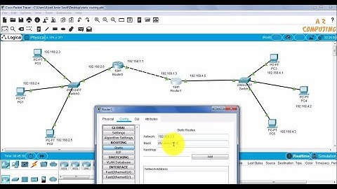 static routing implementation in packet tracer using 6 PCs, 2 switches and routers