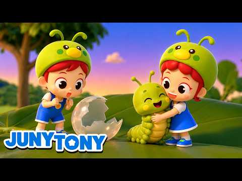 🐛 Lagu Ulat｜Ulat Bulu Menjadi Kupu-Kupu 🦋｜Lagu Anak｜JunyTony Bahasa Indonesia