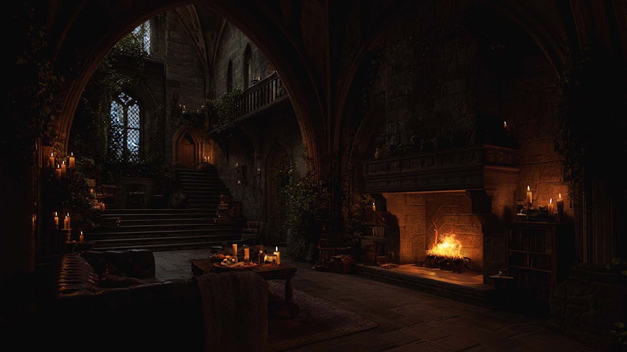 Best Cozy Victorian Castle Rain – Crackling Fire & Thunder Ambience for Deep Sleep