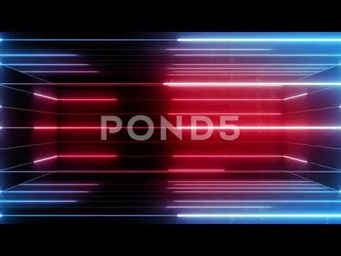 3D Active Matrix Flowing Lines And Articles Loop 4K Blue-Red