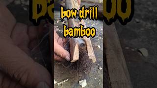 bow drill using bamboo fireboard #primitivefire #survival