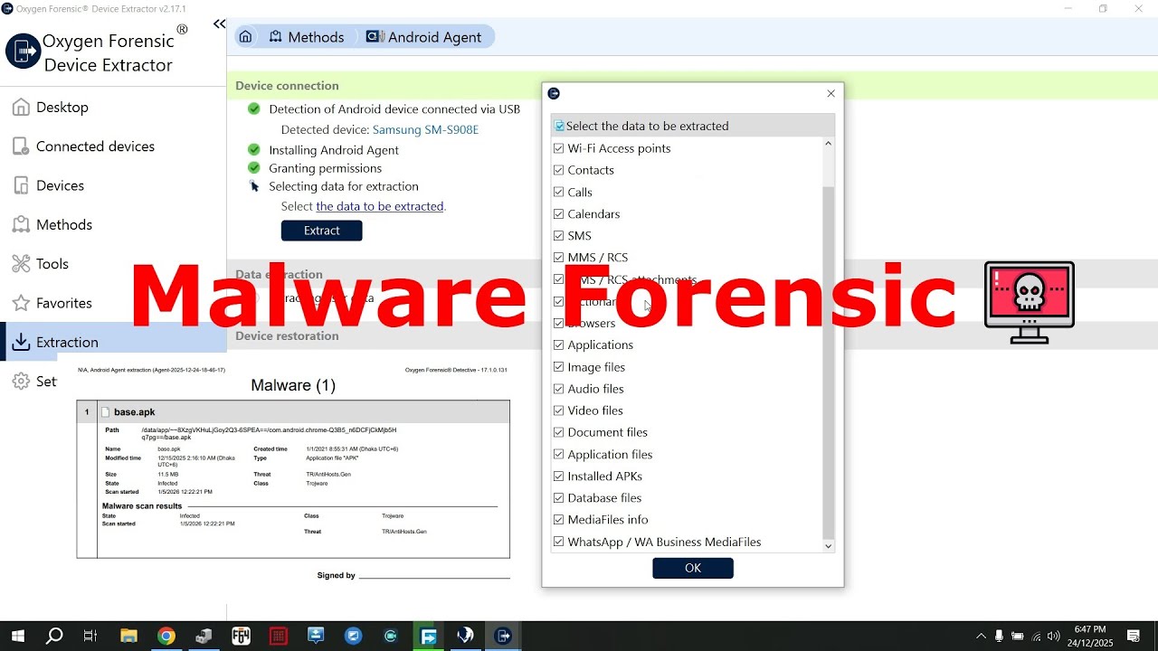 Mobile Device Hacking Malware Forensic Using Oxygen Forensics