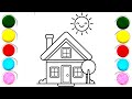 Easy House drawing | 🏠| How to draw House for kids&amp;toddlers | colouring House |#easydrawing #House