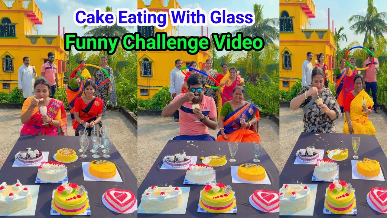 Cake Eating Challenge With  Glass Funny Challenge Video