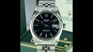 1988 Vintage Rolex Date 15000 Black Dial Unpolished Jubilee Box and Papers