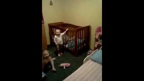 Ashton learned to crawl out of the cribb