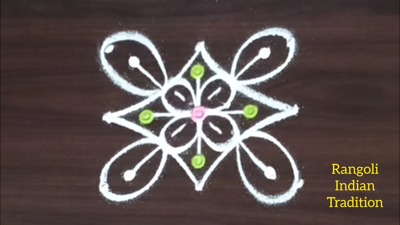 Daily rangoli day - 14 | festival muggulu | 3 dots beautiful marghazi kolam 