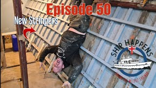 Ep 50  Replacing Rotten Stringers On a 78 year Old Wooden Boat  Christmas Special!