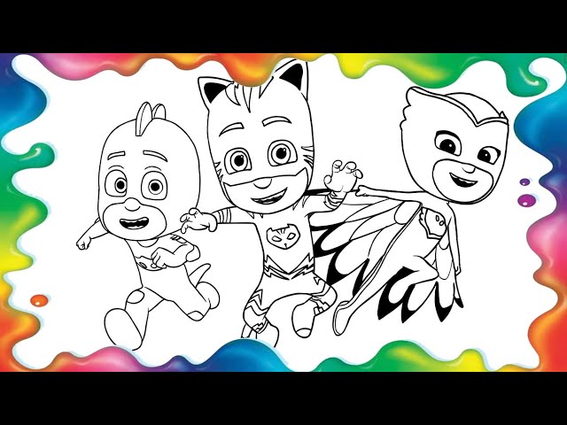 COLORINDO Menino Gato PJ Masks dublado Pinturas desenhos videos infantis  disney junior brasil 