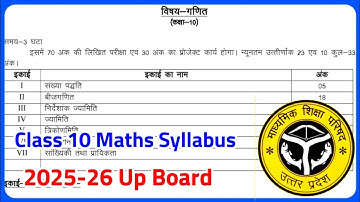 Class 10 Maths Syllabus 2025-26 | Class 10th Maths | Up Board