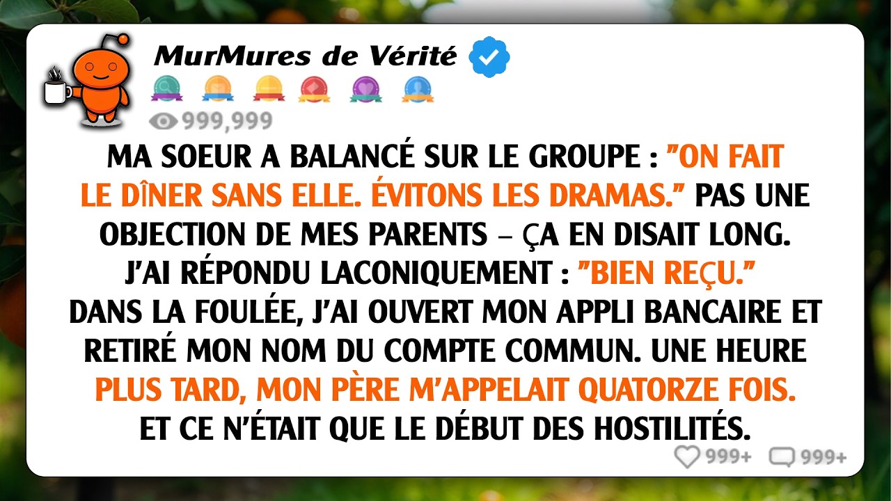 Ma sœur a écrit dans le groupe de discussion : 