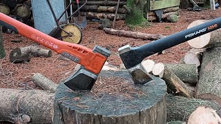 Husqvarna S2800 Vs Fiskars X 25 - The Ultimate Log Splitting Battle - Splitting Pine