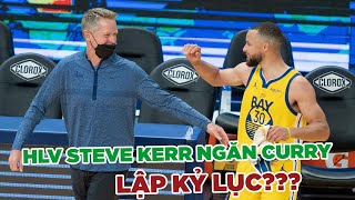 HLV Steve Kerr nói gì khi lại ngăn Steph Curry phá kỷ lục của Klay Thompson?