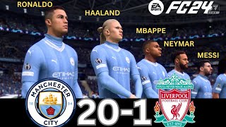 WHAT HAPPEN IF MESSI, RONALDO, MBAPPE, NEYMAR, PLAY TOGETHER ON MANCHESTER CITY VS LIVERPOOL