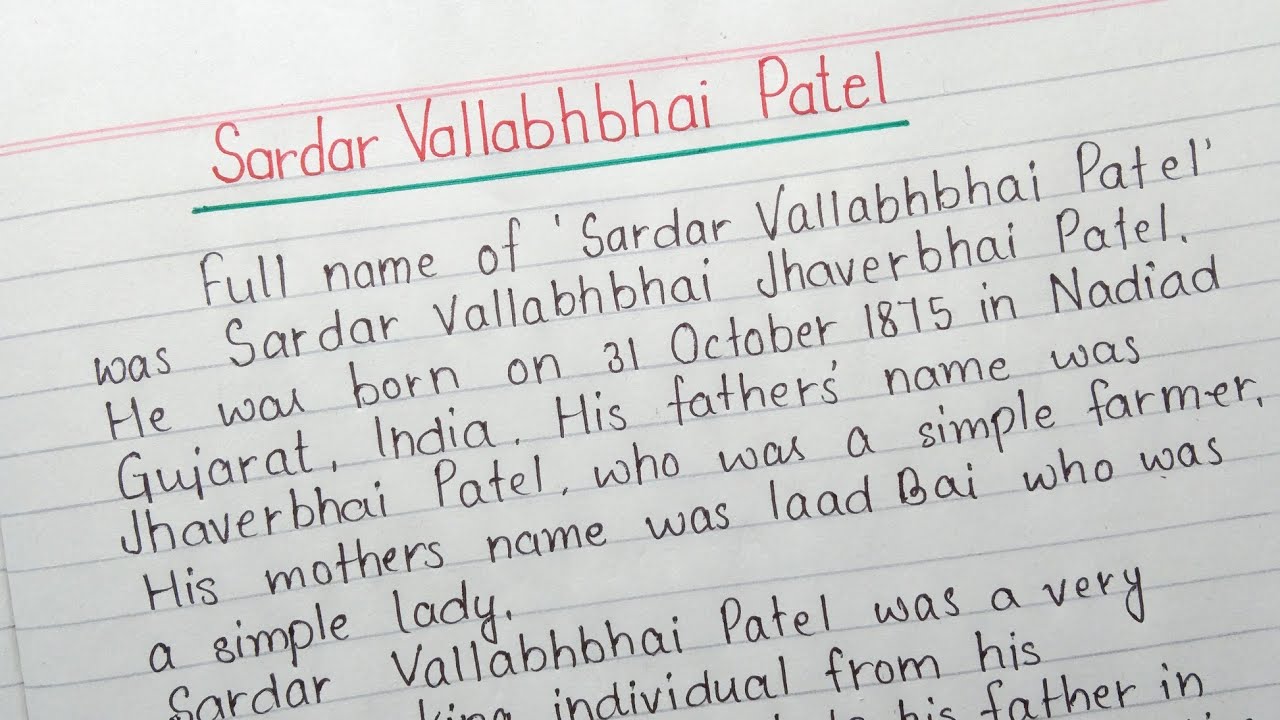 essay on sardar vallabhbhai patel in 600 words