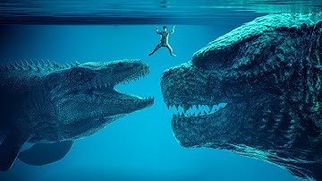 Supermassive Godzilla Saves Man from Mosasaurus