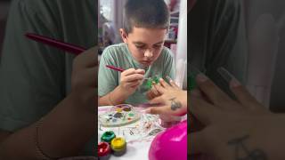 9 Year Old Nail Artist Doing My Christmas Nails